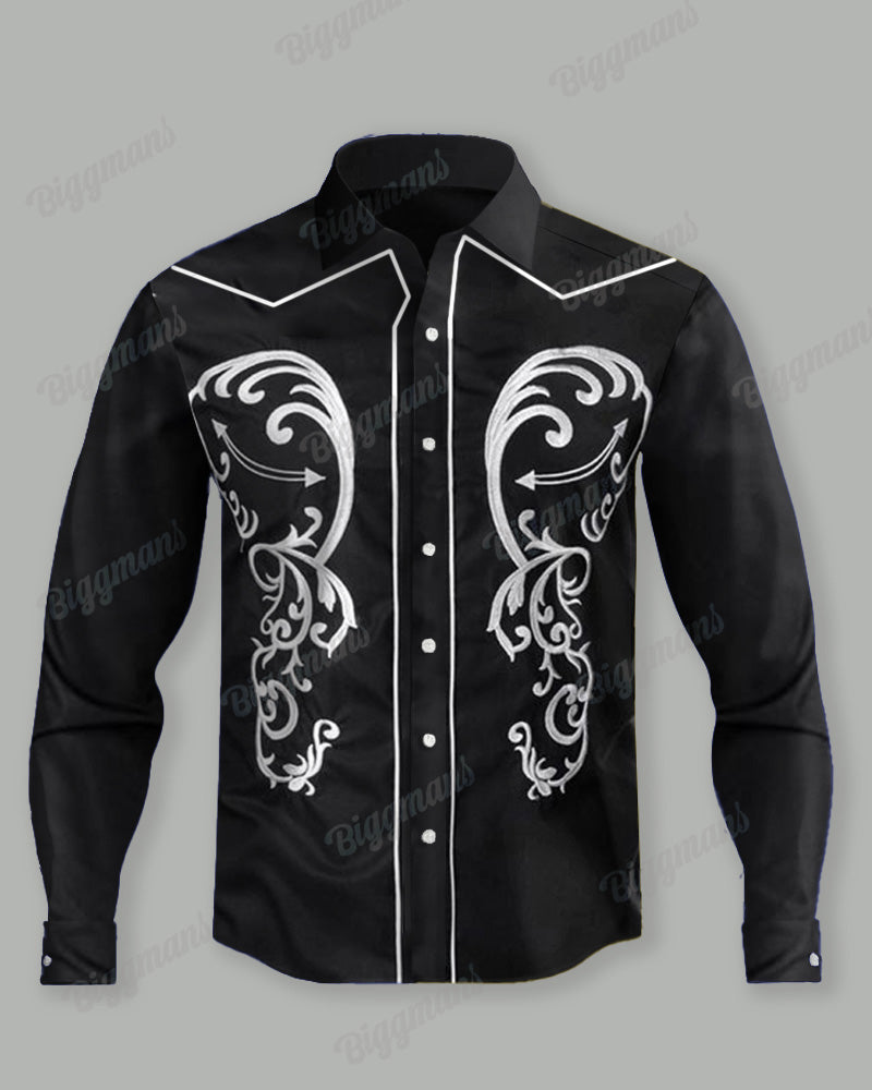Big & Tall Western Denim Long Sleeve Shirt for big men view 2
