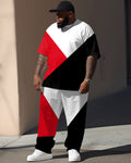 Big & Tall Black Red Colorblock Two-piece Set for big men view 1