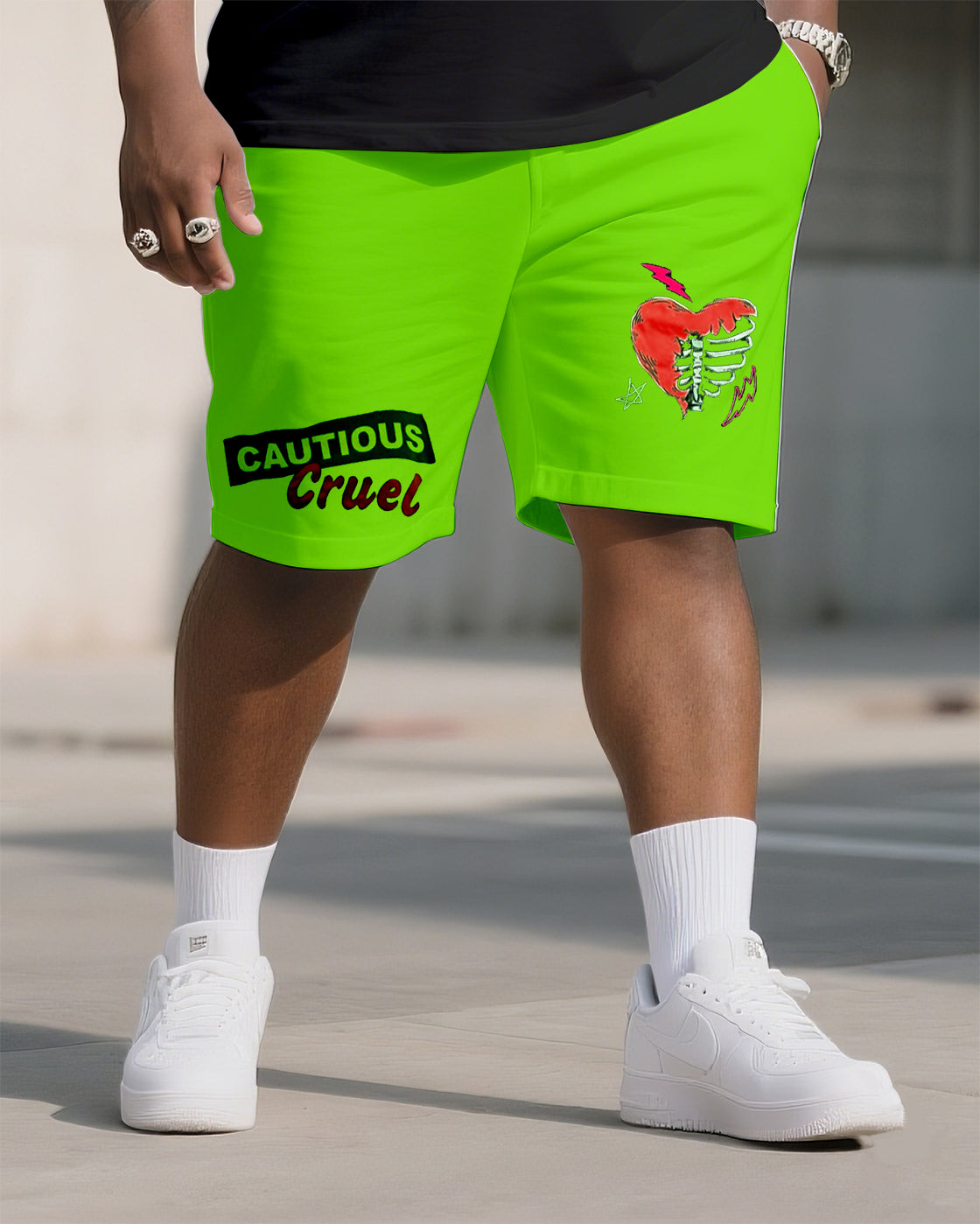 Big & Tall Graphic Streetwear T-Shirt Shorts Set for big men view 3