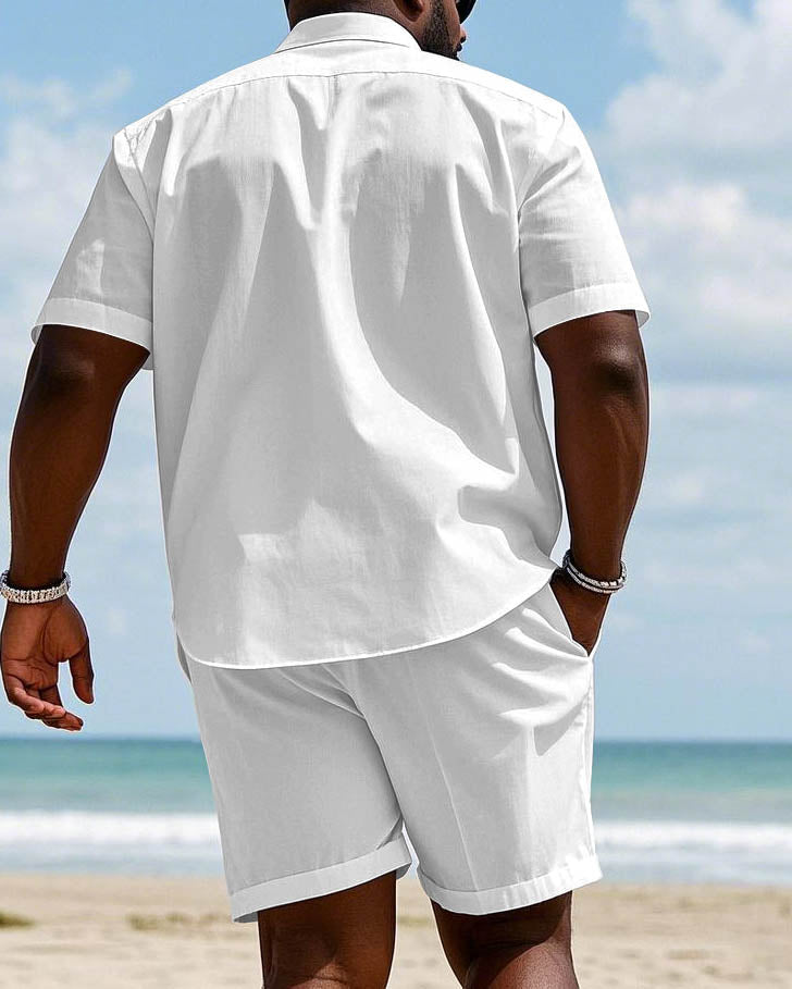 Big & Tall Hawaiian Graphic T-Shirt Shorts Set for big men view 4