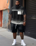 Big & Tall Gradient T-Shirt Shorts Set for big men view 1