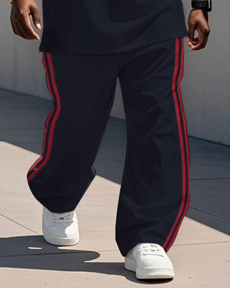 Big & Tall Blue Red Graphic T-Shirt Pants Set for big men view 3