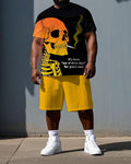 Big & Tall Graphic Skull T-Shirt Shorts Set for big men view 1