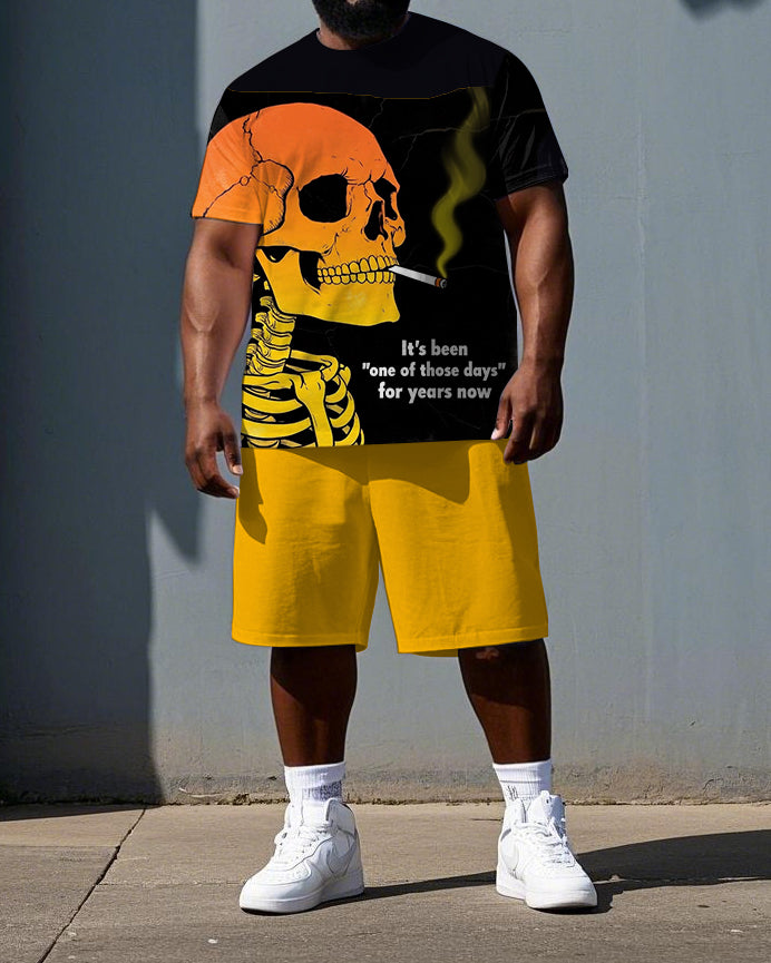 Big & Tall Graphic Skull T-Shirt Shorts Set for big men view 1