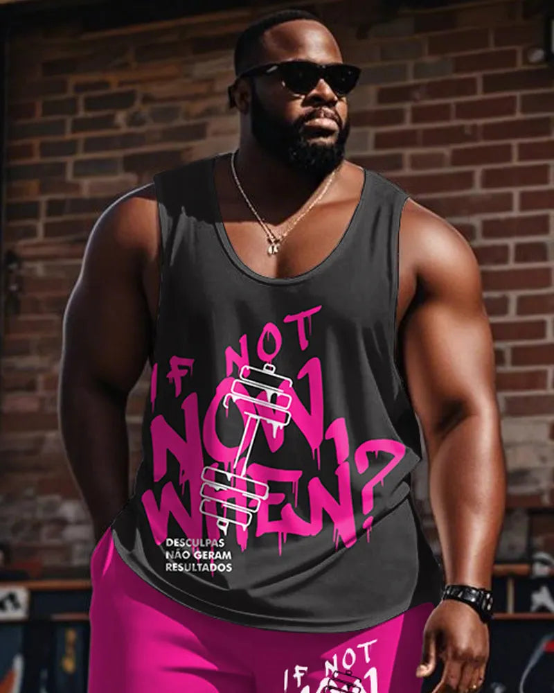 Big & Tall Pink Graphic Graffiti Vest Pants Set for big men view 2