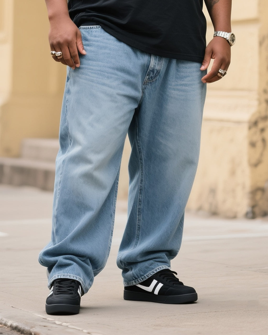 Big & Tall Denim T-Shirt Pants Set for big men view 3