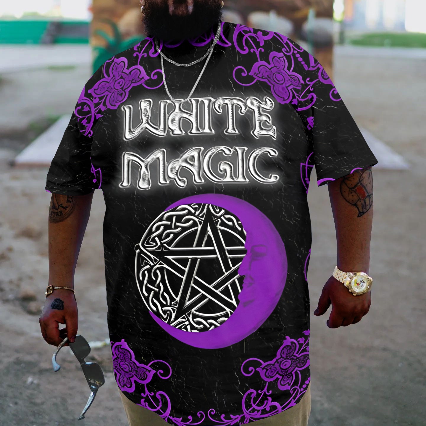 Big & Tall White Streetwear T-Shirt for big men view 2