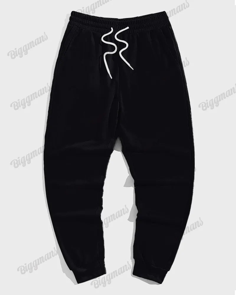Big & Tall Black Streetwear Hoodie Sweatpants Set for big men view 4