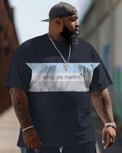 Big & Tall Colorblock Streetwear Two-piece Set for big men view 2