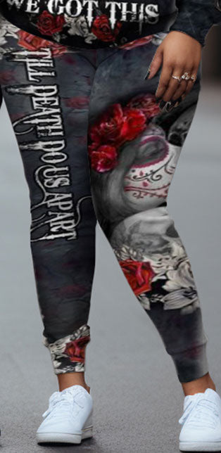 Big & Tall Skull Hoodie Sweatpants Set for big men view 5