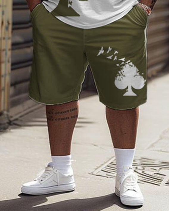 Big & Tall Graphic Streetwear T-Shirt Shorts Set for big men view 3