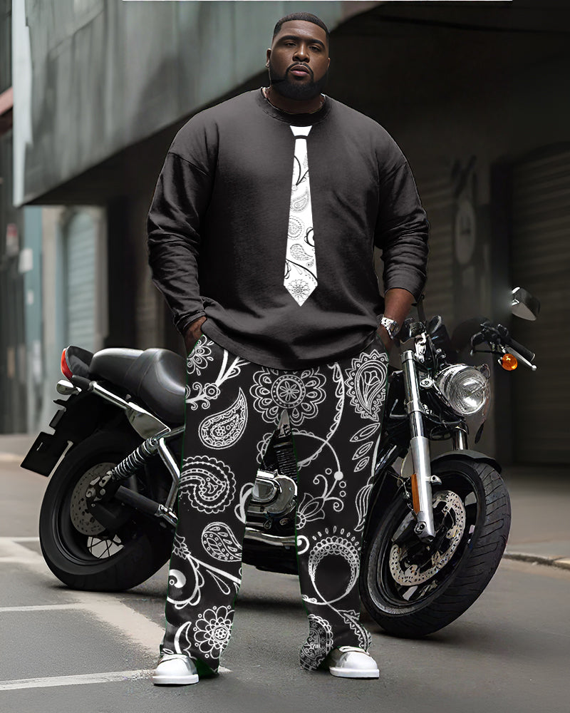 Big & Tall Graphic Floral T-Shirt Pants Set for big men view 5