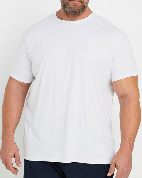 Big & Tall White Blue Solid Color T-Shirt Shorts Set for big men view 2
