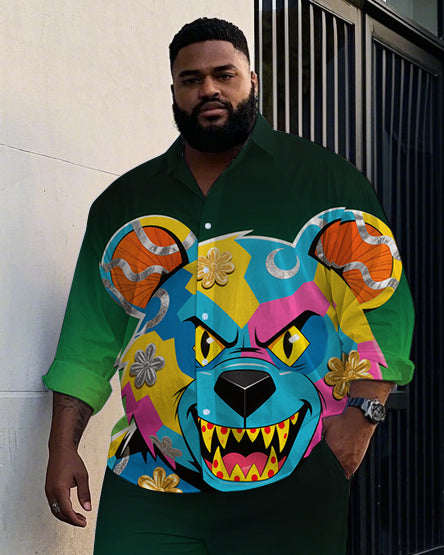 Big & Tall Gradient Graffiti Shirt Pants Set for big men view 2