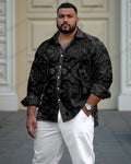 Big & Tall Patchwork Vintage Long Sleeve Shirt for big men view 1