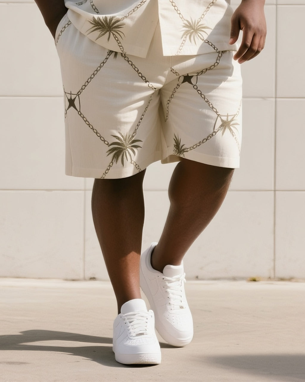 Big & Tall Tropical T-Shirt Shorts Set for big men view 3