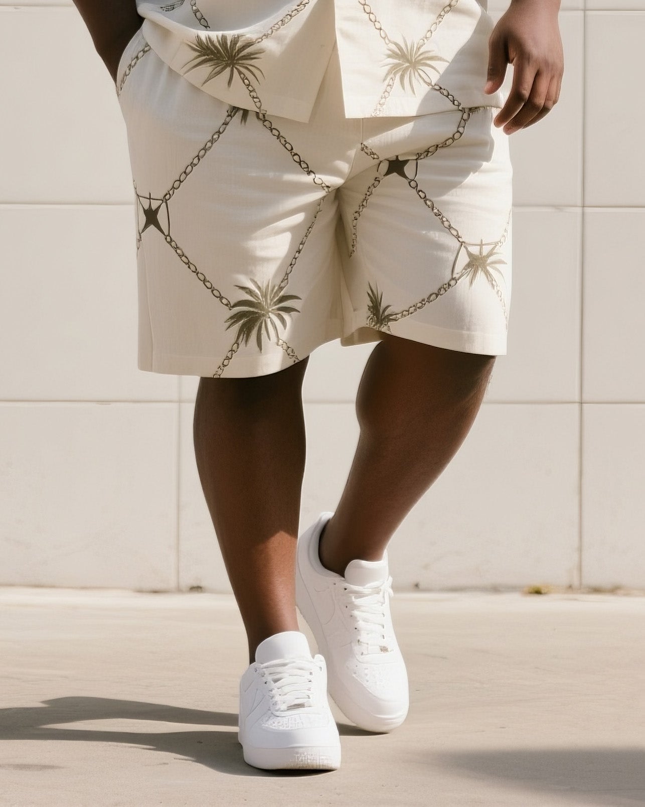 Big & Tall Tropical T-Shirt Shorts Set for big men view 3