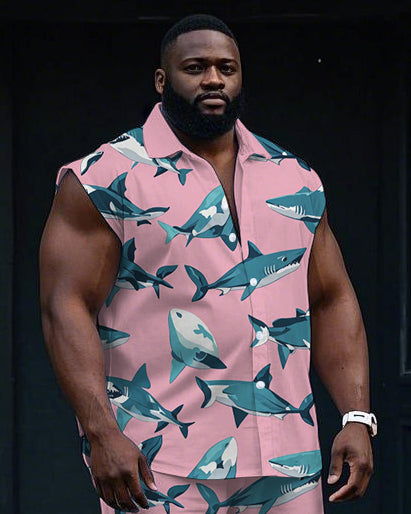 Big & Tall Hawaiian T-Shirt Shorts Set for big men view 2