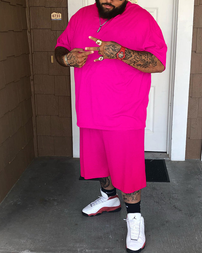 Big & Tall Solid Color Two-piece Set for big men view 2