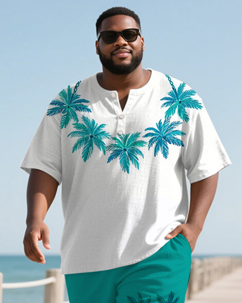 Big & Tall Hawaiian T-Shirt Shorts Set for big men view 1