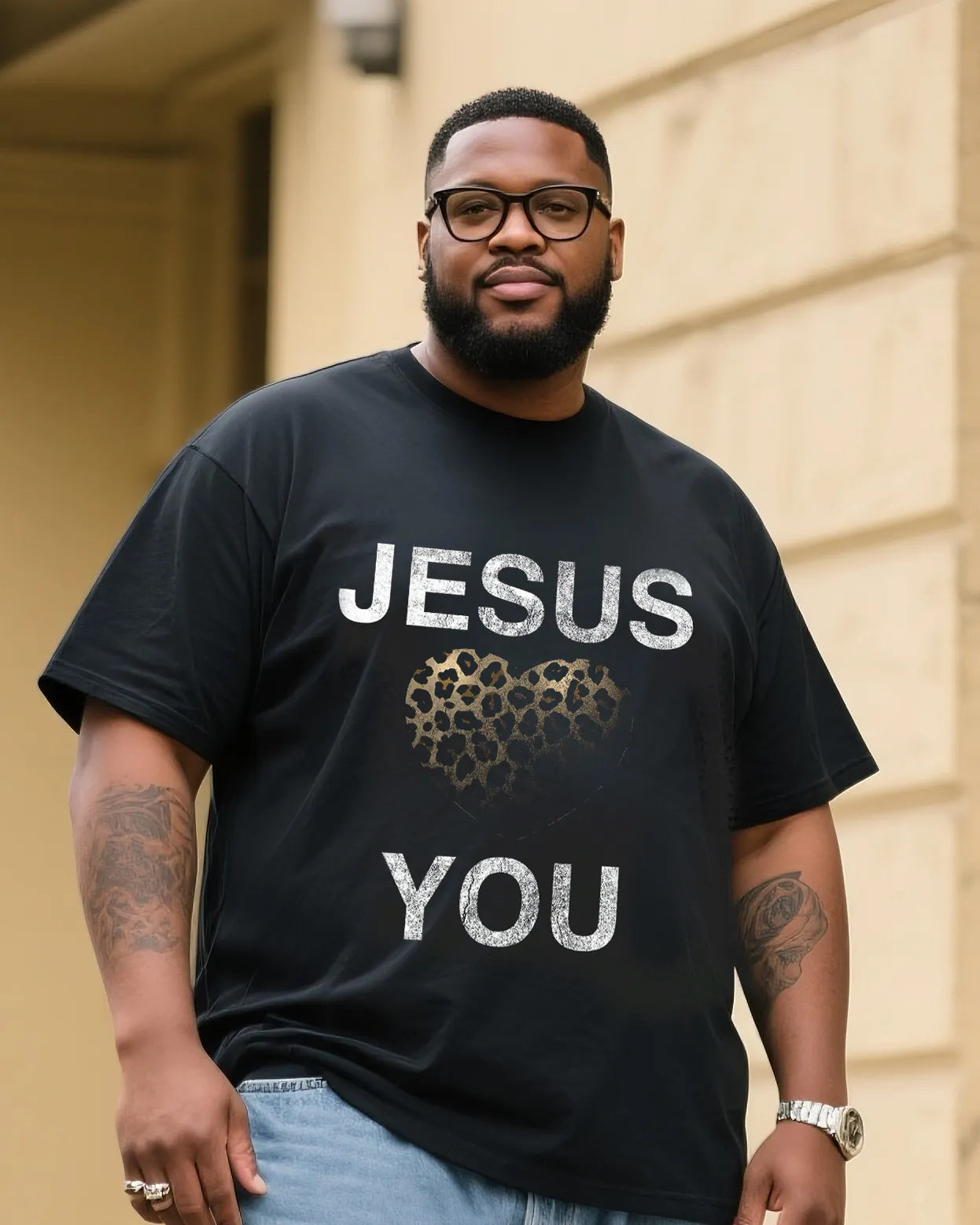 Big & Tall Denim T-Shirt Pants Set for big men view 3