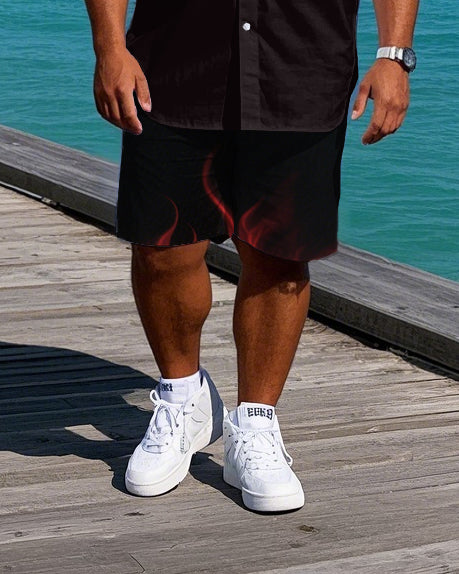 Big & Tall Colorblock Graphic T-Shirt Shorts Set for big men view 3