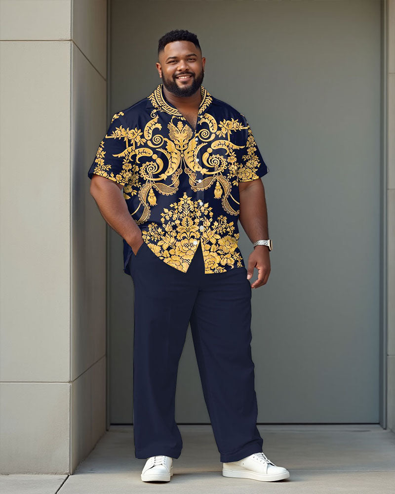 Big & Tall Blue Vintage T-Shirt Pants Set for big men view 1