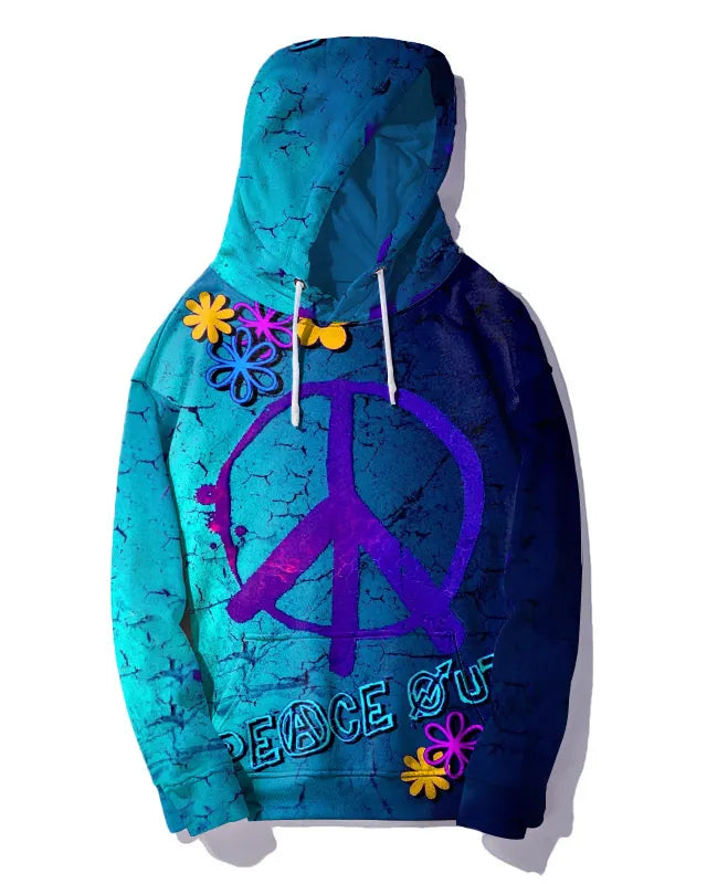 Big & Tall Blue Floral Hoodie Sweatpants Set for big men view 6