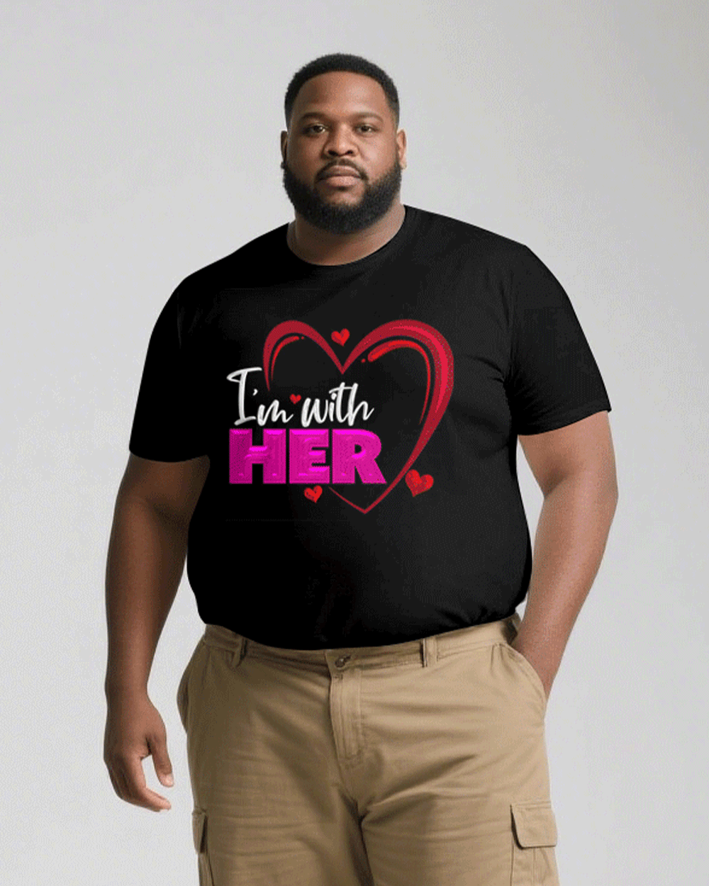 Big & Tall Black T-Shirt Pants Set for big men view 4