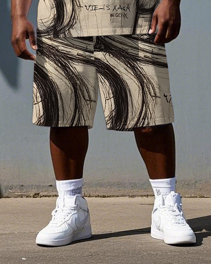 Big & Tall Graphic T-Shirt Shorts Set for big men view 3