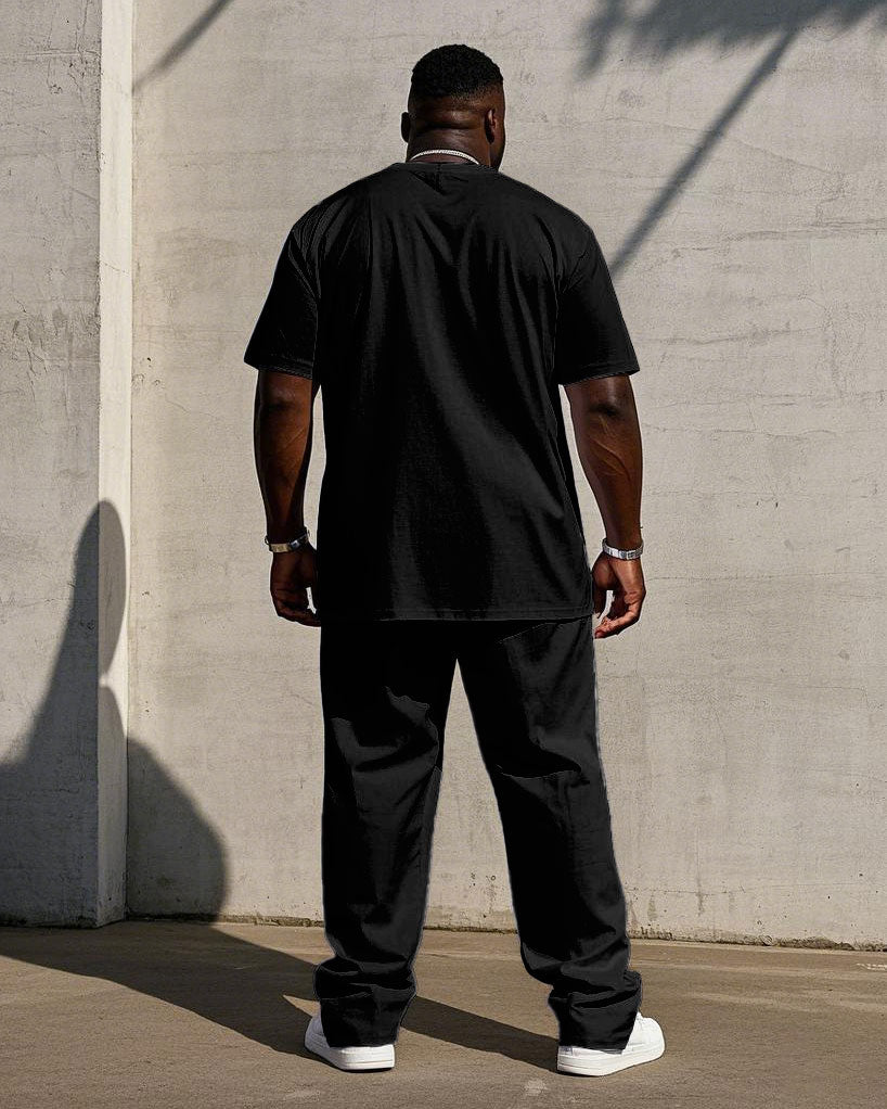 Big & Tall Graphic Streetwear T-Shirt Pants Set for big men view 4