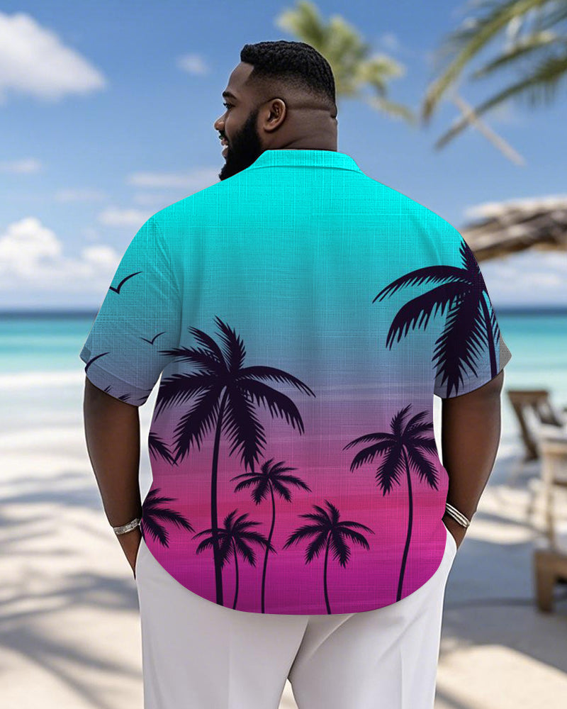 Big & Tall Blue Hawaiian Gradient Short Sleeve Shirt for big men view 2