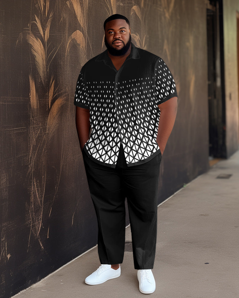 Big & Tall Black Gradient Shirt Pants Set for big men view 1
