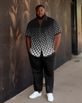 Big & Tall Black Gradient Shirt Pants Set for big men view 1