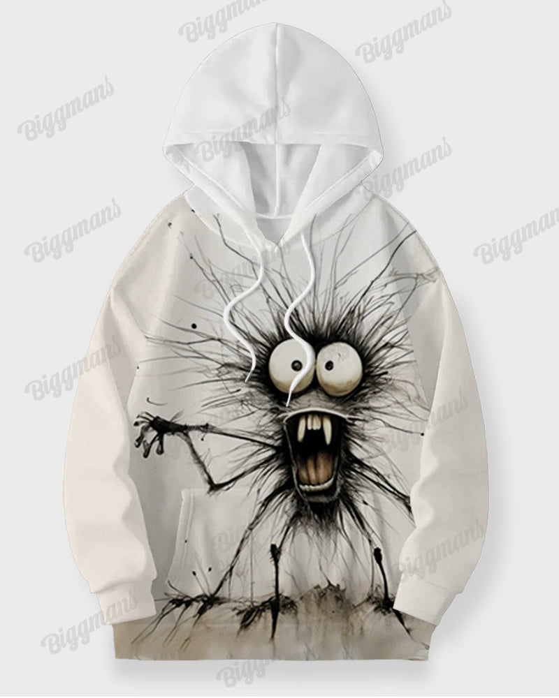 Big & Tall Black Graphic Hoodie Sweatpants Set for big men view 4