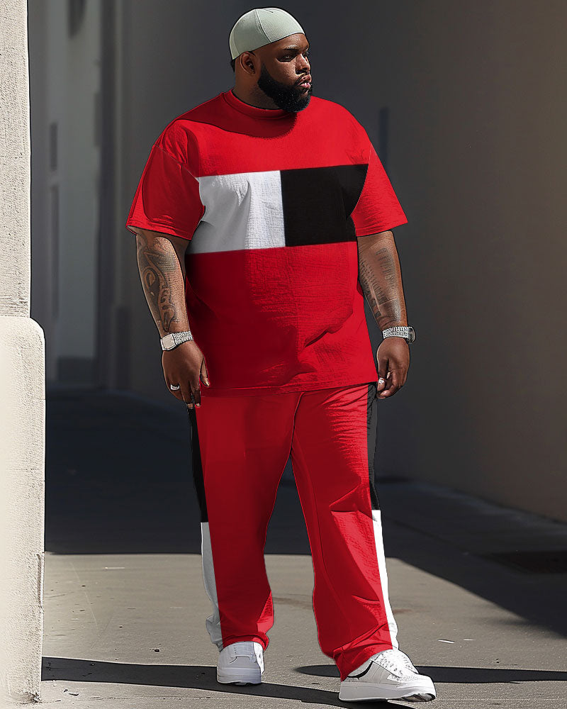 Big & Tall Colorblock Graphic Two-piece Set for big men view 1
