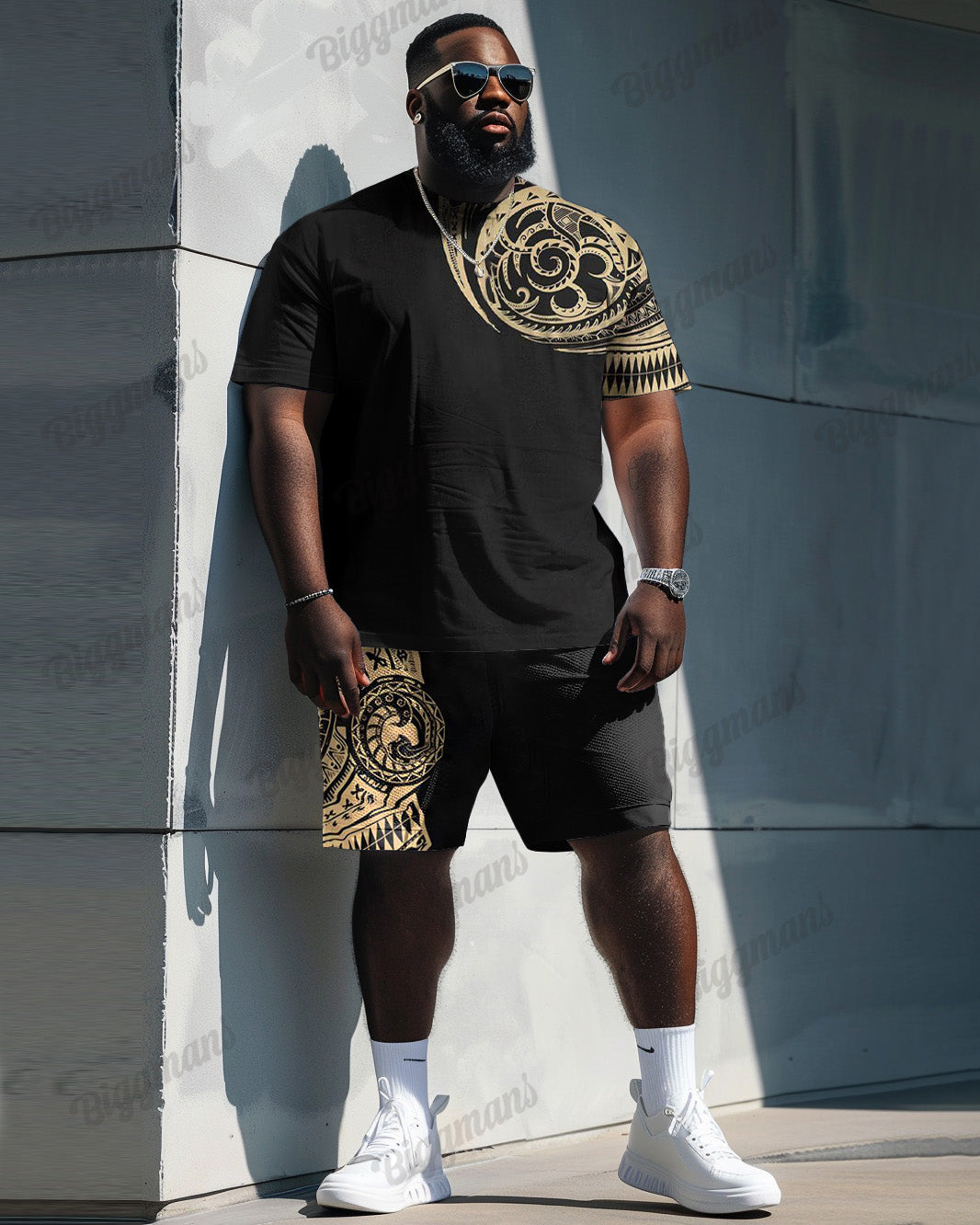 Big & Tall Graphic T-Shirt Shorts Set for big men view 1