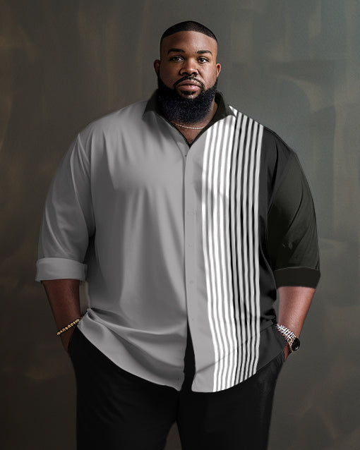 Big & Tall Gradient Striped Two-piece Set for big men view 2