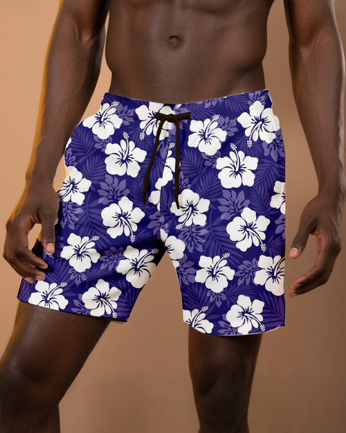 Big & Tall Purple Graphic Floral Shorts for big men