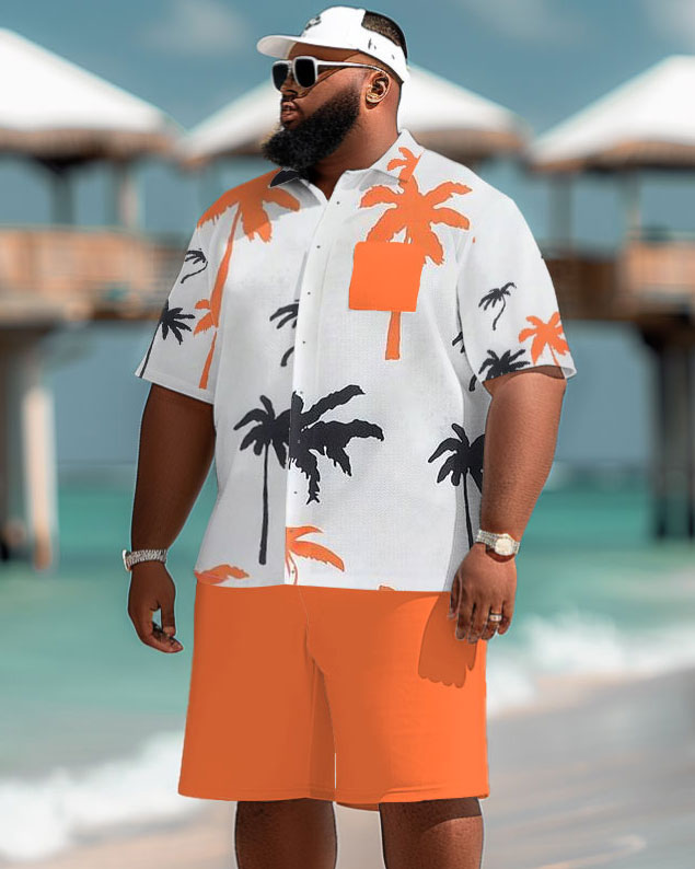 Big & Tall Hawaiian Graphic T-Shirt Shorts Set for big men view 1