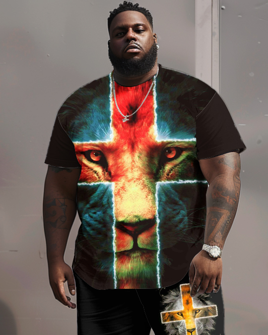 Big & Tall Streetwear T-Shirt Shorts Set for big men view 2