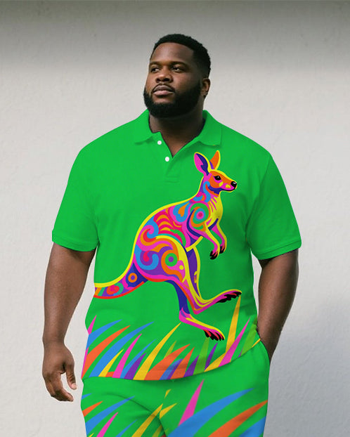 Big & Tall Streetwear Polo Shorts Set for big men view 2