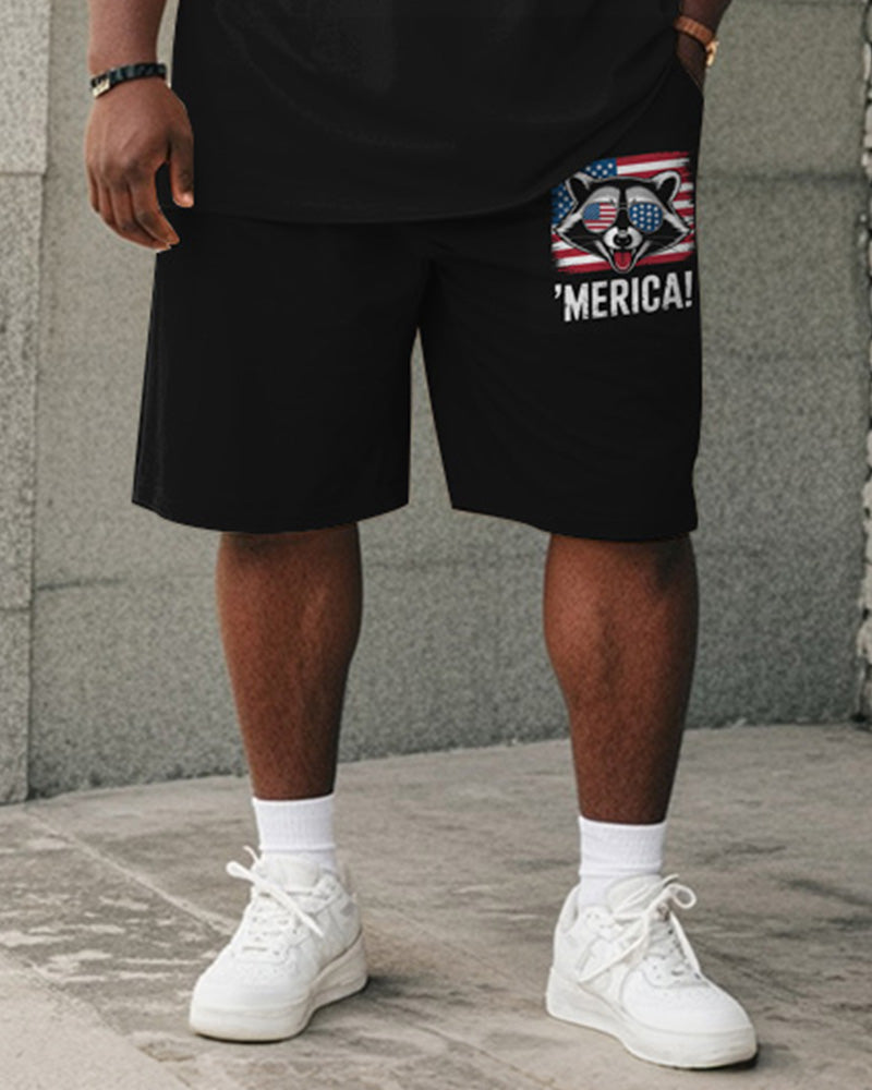 Big & Tall Graphic T-Shirt Shorts Set for big men view 3