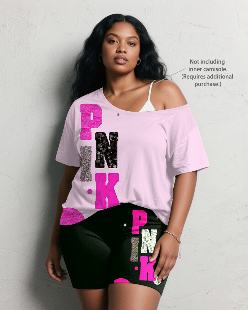 Big & Tall Pink Graphic Two-piece Set for big men view 2