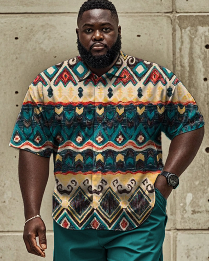 Big & Tall Western Graphic Vintage T-Shirt Pants Set for big men view 2