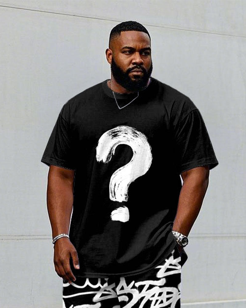 Big & Tall Graffiti Streetwear T-Shirt Pants Set for big men view 2