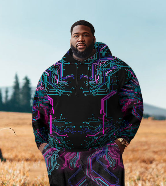 Big & Tall Geometric Hoodie Sweatpants Set for big men view 2