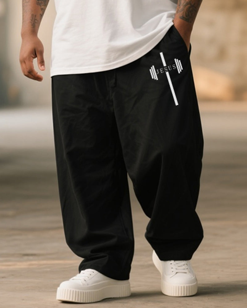 Big & Tall Striped T-Shirt Pants Set for big men view 3
