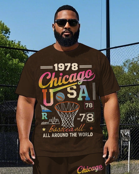 Big & Tall Graphic T-Shirt Pants Set for big men view 2