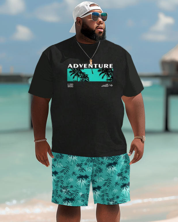 Big & Tall Hawaiian Graphic T-Shirt Shorts Set for big men view 1